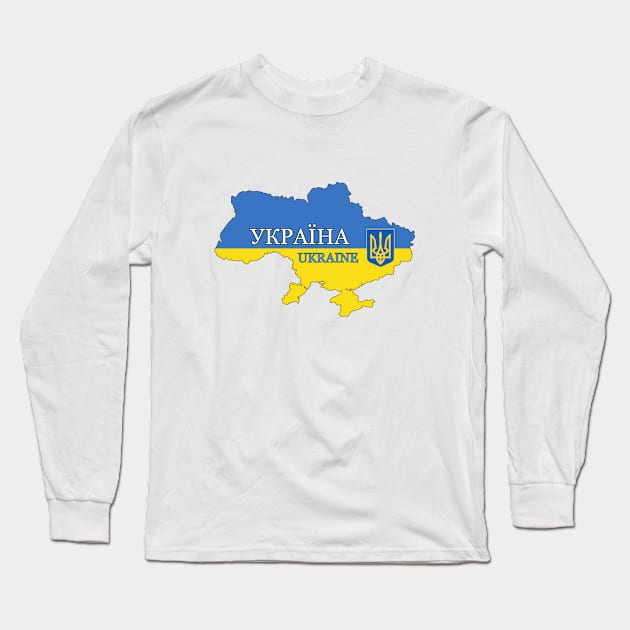 Ukraine flag & map Long Sleeve T-Shirt by Travellers